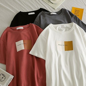 韓版寬鬆圓領印花短袖上衣【T323】