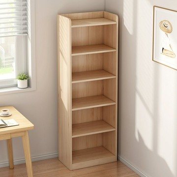 實木書架置物架落地家用客廳收納架松木小柜子儲物柜窄柜兒童書柜