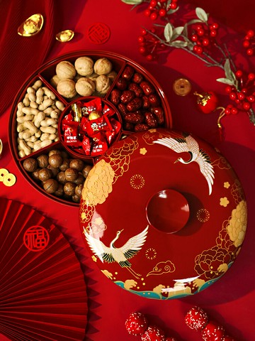 新年幹果盤2025新款家用零食糖果盒瓜子盤春節過年客廳茶幾小擺件【雲木雜貨】