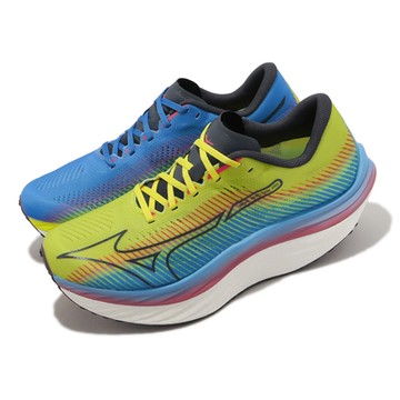 Mizuno 競速跑鞋 Wave Rebellion Pro 男鞋 黃 藍 輕量 碳板 波浪片 運動鞋 美津濃 J1GC2317-51