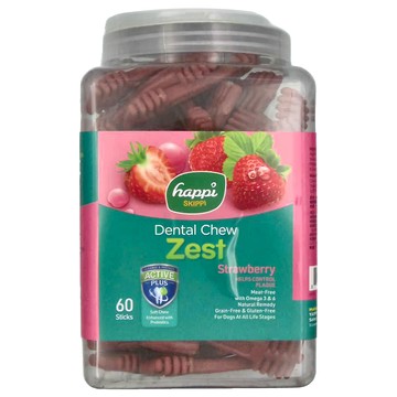 happi SKIPPI DOGGY 纖嚼 無榖健齒棒 M 60支  草莓口味  1.5kg  1桶