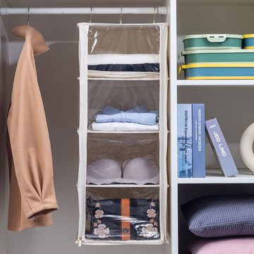 免運 收納箱 收納袋 懸掛式多層衣柜衣服收納掛袋日本布藝密封防塵帽子內衣整理收納袋 快速出貨