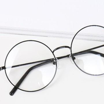 TheBrille 大尺寸圓形金屬眼鏡框 黑色  55mm