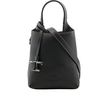 TOD'S T Logo 超小號手提/斜背二用皮革手機包(黑色)