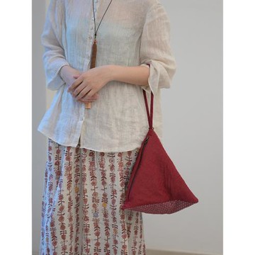 迷你布包女粽子包文藝三角包復古手拎包帆布袋手提小包手拿零錢包