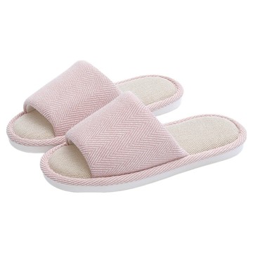 西格傢飾 棉麻居家拖鞋 軟Q防滑鞋底 親膚透氣  M(38~39)  粉色  1雙