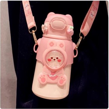 可愛大容量兒童保溫杯316女孩學生上學吸管杯高顏值寶寶水壺