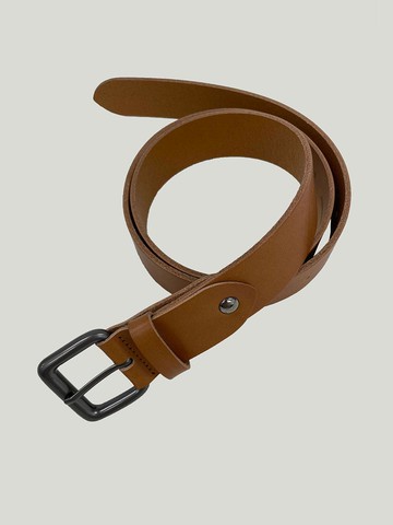 Basic Square Leather Belt _ Camel