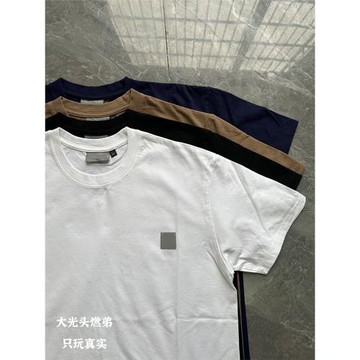 燃弟 280G純棉水洗做舊小logo小領口短袖打底衫t恤cleanfit vibe