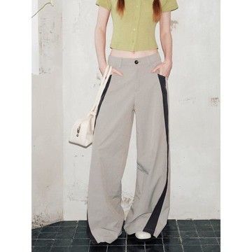 Damaskeen 拼色“彎刀”廓形休閑褲闊腿褲寬松運動長褲百搭夏季薄