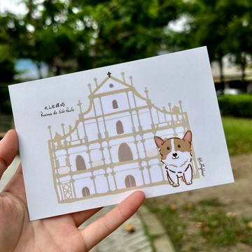 澳門原創手繪 Luffy 明信片- Luffy在大三巴款