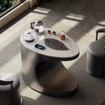 公司貨附發票 移動茶臺碳素鋼陽臺茶桌組合巖板茶幾家用輕奢灰鋼智能全自動燒水 快速出貨
