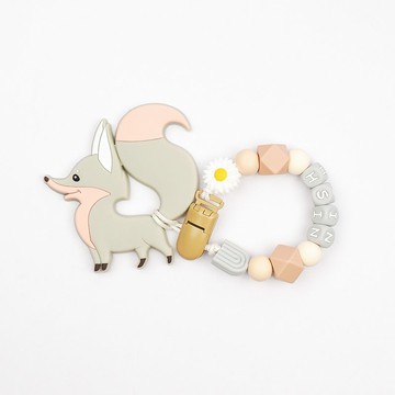 HSIN 雛菊 彩虹 灰色狐狸固齒器 / 客製化奶嘴鏈