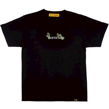 BORNRICH BR0036 刺繡葉子 短T (黑色)