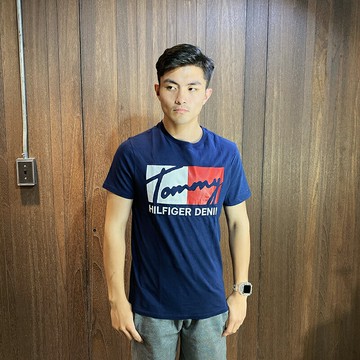 美國百分百【全新真品】Tommy Jeans TH 男 短袖 T-Shirt 短T Logo 深藍色 S號 BA87
