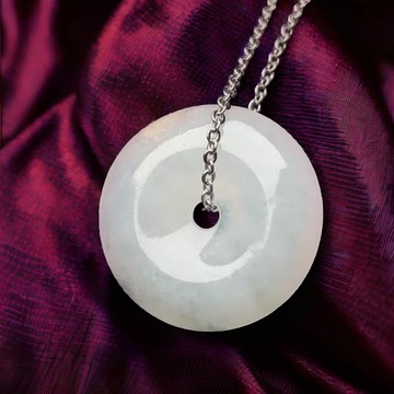 冰糯飄綠翡翠平安扣項鍊 | 天然緬甸玉翡翠A貨 | 送禮