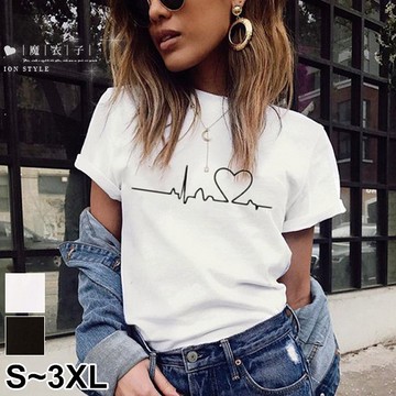 【QV3349】魔衣子-圓領印花短袖上衣