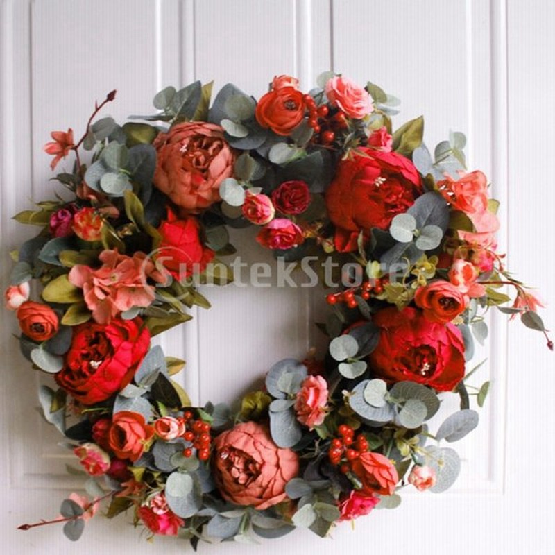 Perfeclan 牡丹 フラワーリース 花輪 人工籐 造花 プリザーブド フラワー ウェディング 装飾 ドアの花輪 通販 Lineポイント最大0 5 Get Lineショッピング