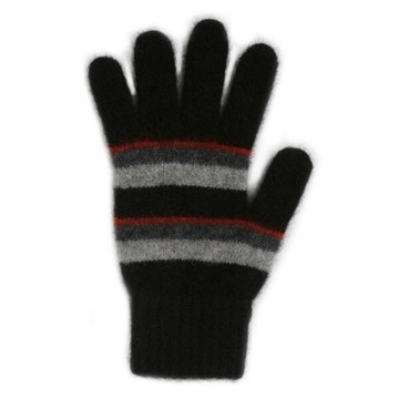【紅炭灰黑】條紋紐西蘭貂毛羊毛手套