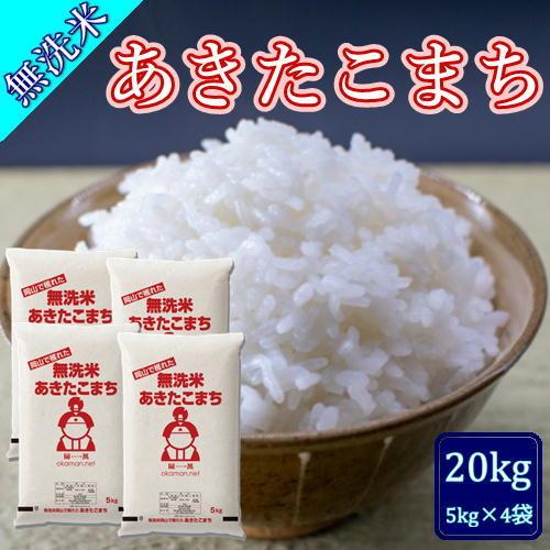 無洗米 5年産 新米 あきたこまち 20kg (5kg×4袋) 岡山県産 米 お米 送料無料