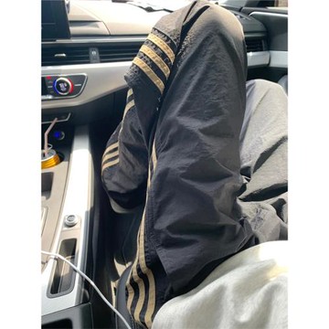 夏季薄款休閑褲男款速干工裝直筒三道杠運動褲戶外旅游登山長褲子