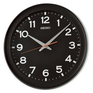 SEIKO 精工 工業風 滑動式秒針靜音掛鐘 時鐘-黑框 QXA835K
