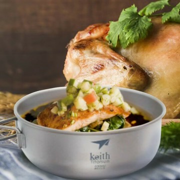 ├登山樂┤Keith 鎧斯 Ti5326 純鈦單層超輕量鈦湯碗 / 折疊把手 / 600ml