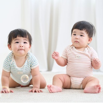 有機棉合肩條紋包屁衣・寶寶衣服 連身衣・GOTS認證_HomeyOrganic