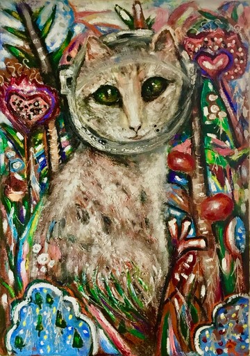 露西花園，原創油畫混合媒體繪畫，獨特的藝術品