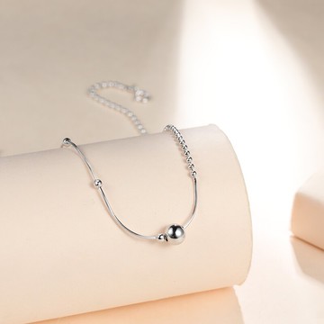 轉運珠項鏈女925純銀新款ins小眾設計感圓珠配飾簡約鎖骨鏈子