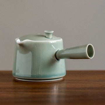 云窩 天青釉側把壺陶瓷單壺家用 耐高溫泡茶壺日式茶壺過濾加厚
