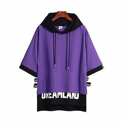 Hisitosa パーカー 大きいサイズ メンズ 夏服 Tシャツ 半袖 綿 快適な 服 メンズ 夏 ブラック パープル Xl L L 通販 Lineポイント最大get Lineショッピング