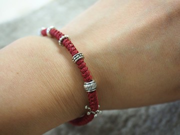 銀飾蠟線手繩 手鍊