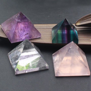 如鴻水晶原石天然白水晶金字塔擺件供佛用具家居擺飾三角形