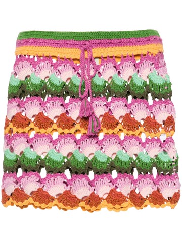 FARM Rio - crochet-knit mini skirt - women - Cotton/Acrylic - L - Green