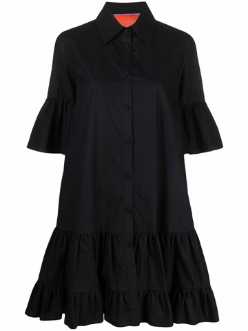 La DoubleJ - short-sleeve ruffle-hem dress - women - Cotton - L - Black