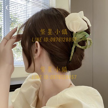 森系仙美郁金香花朵抓夾女大號發夾卡子后腦勺頭飾鯊魚夾【繁星小鎮】