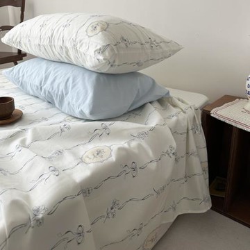 法式田園藍色小碎花純棉床包床單單件保護套N全棉純棉宿舍床罩少