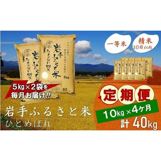 ふるさと納税 岩手県 奥州市 ☆全4回定期便☆ 岩手ふるさと米 10kg(5kg×2)×4ヶ月 一等米ひとめぼれ 令和5年産 新米  東北有数のお米の産地 岩手県奥州市産