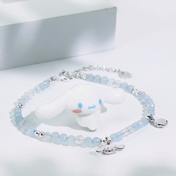 【STORY故事銀飾】布丁狗喜拿一起玩系列-Cinnamoroll天然海藍寶餅乾純銀手鍊