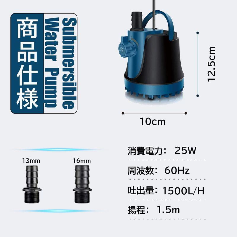 THYESCOM 水中ポンプ 低水位対応 循環ポンプ 吐出量1500L H 最大揚程