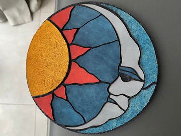 月亮和太陽馬賽克皮革墊；馬賽克辦公桌記事本；皮革墊；拼湊而成；