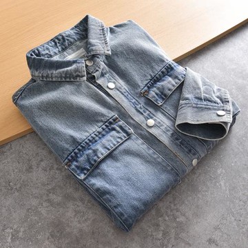 滿分推薦！日系復古水洗做舊！外貿男裝秋季新款工裝牛仔夾克外套