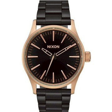 NIXON 尼克森 SENTRY SS 全黑玫瑰金框衝浪錶38mm/實體店/A450-2481