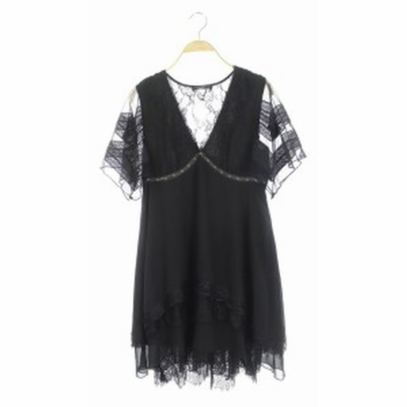 中古 ディーゼル Diesel ワンピース 半袖 切替 レース ミニ フレア ティアード レザー Xs 黒 Ao レディース 通販 Lineポイント最大1 0 Get Lineショッピング