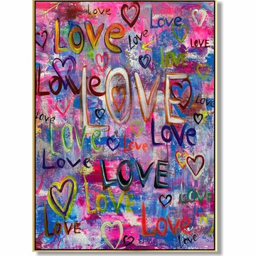 大型原創壓克力抽象心形布面油畫 - 愛情牆藝術