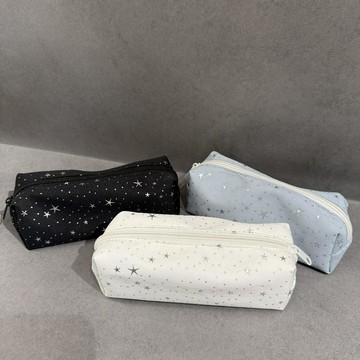 星星波點ins簡約可愛帆布筆袋文具高顏值大容量拉鍊學生收納袋