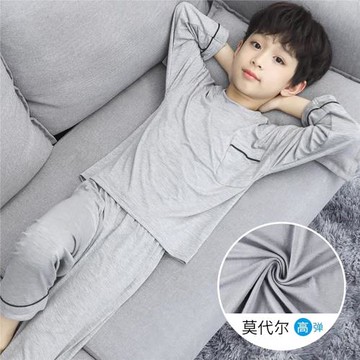 男童長袖睡衣秋款兒童新款春秋純棉青少年男孩莫代爾家居服套裝潮