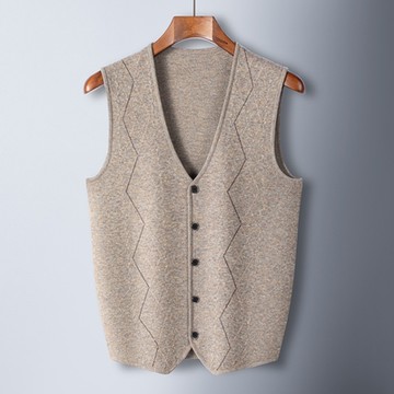[米蘭精品] 羊毛背心羊毛衫上衣-菱格紋加厚針織耐穿防寒保暖男背心外套3色74do5