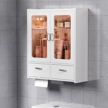 壁掛櫃 置物櫃 廁所衛生間馬桶上方置物架收納柜免打孔浴室洗手間掛墻小壁柜吊柜 快速出貨